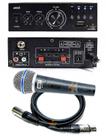 Kit 3 Itens Amplificador Microfone Dinâmico Cabo XLR 5mts