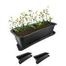 Kit 3 Jardineira Vaso Retangular 39cm Plástico Com Base Planta Flor Jardim Preto - AMZ