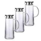 Kit 3 Jarra De Vidro Acqua Com Tampa Inox Alça Suco Água
