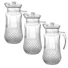 Kit 3 Jarra De Vidro Transparente Com Tampa Agua Suco Alça Bico 1,4 L