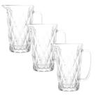 Kit 3 Jarra Diamond De Vidro Transparente Grosso Diamond Luxo Agua Suco Alça Bico Abacaxi 1 L