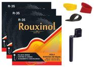 Kit 3 Jogos Cordas Viola Rouxinol R-35 +Dedeira +Encordoador
