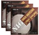 Kit 3 Jogos de Corda Banjo Americano T Média .010 NIG NBJ-10