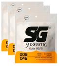 Kit 3 Jogos Enc. Violão Aço Bronze Extra Leve 009-045 - SG