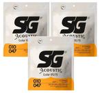 Kit 3 Jogos Enc. Violão Aço Bronze Tensão Leve 010-047 - SG