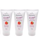 kIT 3 K-LUBY Gel Corporal Umectante Beijável Morango Massagem