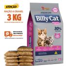 Kit 3 KG Ração Para Gato Billy Cat Select Gatos Filhotes Granel