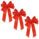Kit 3 Laço Enfeite Árvore Natal Tecido Grande 28cm Vermelho Kit 3 Laço Enfeite Árvore Natal Tecido Grande 28cm Vermelho
