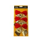 Kit 3 Laços De Natal Decorativo Vermelho Com Dourado