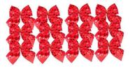 Kit 3 Laços Decorativos Vermelhos Enfeite Árvore Natal 10cm DPRESENTES