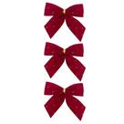 Kit 3 Laços Veludo Com Strass 10cm Enfeite Árvore De Natal