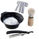 Kit 3 Laminas Para Barbear + Navalhete Pincel e Tigela Man C03