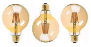 Kit 3 Lampada Filamento Led G95 4w Bivolt 2200k Ambar Vintage