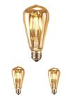 KIT 3 Lâmpada Filamento Led ST64 Decorativa Retrô Vintage Âmbar bivolt