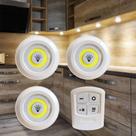 Kit 3 Lâmpada Iluminaria Led Luminária Sem Fio Controle Remoto Spots A Pilha AAA Para Guarda Roupa Armário Gaveta