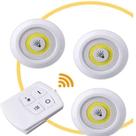 Kit 3 Lâmpada Luminária Led Sem Fio com Controle Remoto Sensor Spots á Pilha AAA Fixação Dupla Face Possui Timer 30 Minutos Brilho em 2 Níveis