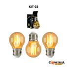 Kit 3 Lâmpadas Filamento De Led Bulbo G45 Vintage Retro E27 Bivolt 5.0