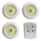 Kit 3 Lâmpadas LED Branco Sem Fio Led Light Controle Remoto Pilha