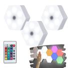 Kit 3 Lâmpadas Led Colmeia Decoração Rgb Controle Remoto Kit 3 Lâmpadas Led Colmeia Decoração Rgb Controle Remoto