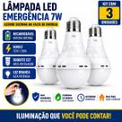 Kit 3 Lâmpadas Led Recarregável Emergência Bivolt E27 Bivolt Branco 127/220v Kit 3 Lâmpadas Led Recarregável Emergência Bivolt E27 Bivolt Branco 127/220v