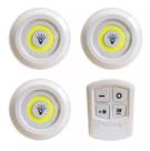 Kit 3 Lâmpadas Luminária Led Spot Sem Fio Controle Remoto