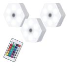 Kit 3 Lâmpadas Luz Led Hexagonal Luminária Com Controle