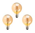 Kit 3 Lâmpadas Vintage Filamento Led Globo Âmbar Bivolt G95