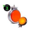 Kit 3 Lanternas Bojuda Foguinho LED Âmbar Laranja Cromada 12V 24V