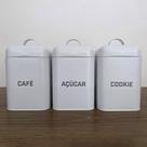 Kit 3 Latas de Café, Açúcar e Biscoitos Branca Retrô - NH