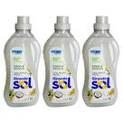 Kit 3 Lava Roupas Líquido Girando Sol 1 Litro Coco e Baunilha