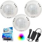 Kit 3 Led 9w Abs RGB Brustec + Controle Touch + Fonte