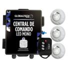 Kit 3 Led Piscina Monocromático 9W + Central + Controle - Luxpool