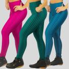 Kit 3 Legging Simples de desporto 3D Academia Cintura alta