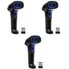 kit 3 Leitor Scanner De Códigos De Barras Sem Fio LASER Wireless USB Alta Precisão
