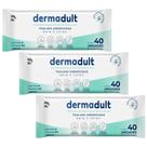 Kit 3 Lenços Toalhas Umedecidas Dermadult Com 40 Und