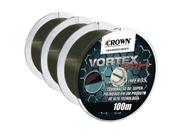 Kit 3 Linhas Linha Monofilamento Crown Vortex GTX 0.37mm 30lb/13,60Kg - 3x 100 Metros