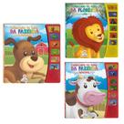 Kit 3 Livros Sonoros (Conhecendo os Sons da Floresta e Fazenda: Leão, Vaquinha e Cachorrinho)