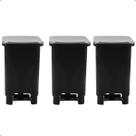 Kit 3 Lixeira Com Pedal 25 Litros Norma Anvisa E Vigilância Sanitária Cor Preto