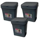 Kit 3 Lixeira de Pia C/ Tampa Removível Plástica 2,8L Banheiro Cozinha
