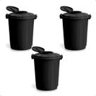 Kit 3 Lixeira Preta Cesto De Lixo Grande Cozinha 60 Litros