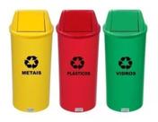Kit 3 Lixeiras 22L Coleta Seletiva Plástico Tvv AMAREL0 VERMELHO VERDE Kit 3 Lixeiras 22L Coleta Seletiva Plástico Tvv AMAREL0 VERMELHO VERDE