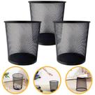 Kit 3 Lixeiras Cesto De Lixo Metal Balde Aramado Redondo Home Office 10 Litros Preto