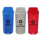 Kit 3 Lixeiras Coleta Seletiva Plástico Tvv Red 22L AZUL CINZA VERMELHO Kit 3 Lixeiras Coleta Seletiva Plástico Tvv Red 22L AZUL CINZA VERMELHO