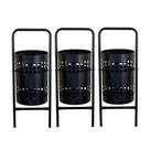 Kit 3 Lixeiras Redondas em Tela 40L Suporte 113cm Preta Metalmig Kit 3 Lixeiras Redondas em Tela 40L Suporte 113cm Preta Metalmig