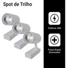 Kit 3 Luminária Branca Trilho Spot Led 20W 3500K Branco Quente