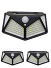 KIT 3 Luminária Energia Solar Parede Led Sensor Presença 3 Funções branoc frio