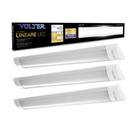 Kit 3 Luminaria Led Sobrepor Linear 18w 6500k Bivolt 60cm