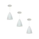 Kit 3 Luminária Pendente Bala Nova Com Interior Branco Brilho Com Fiação 110/220v