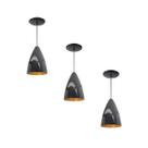 Kit 3 Luminária Pendente Bala Nova Com Interior Cobre Com Fiação 110/220v