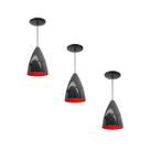 Kit 3 Luminária Pendente Bala Nova Com Interior Vermelho Com Fiação 110/220v